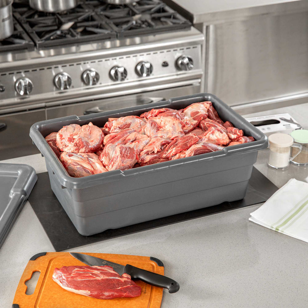 Met Lux Dark Gray Meat Lug / Tote Box - 25" x 16" x 8 3/4" - 10 count box