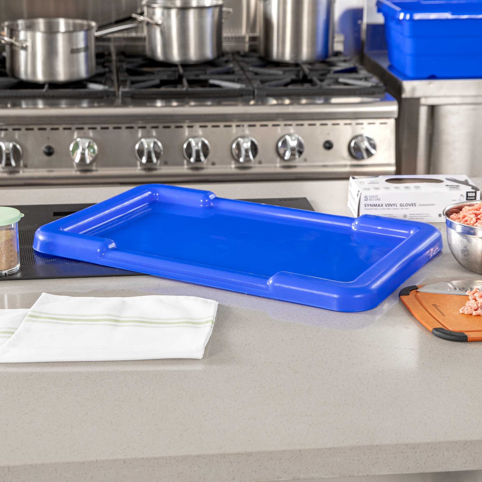 Met Lux Blue Recessed Lid - Fits Meat Lug / Tote Box - 25" x 16" - 1 count box