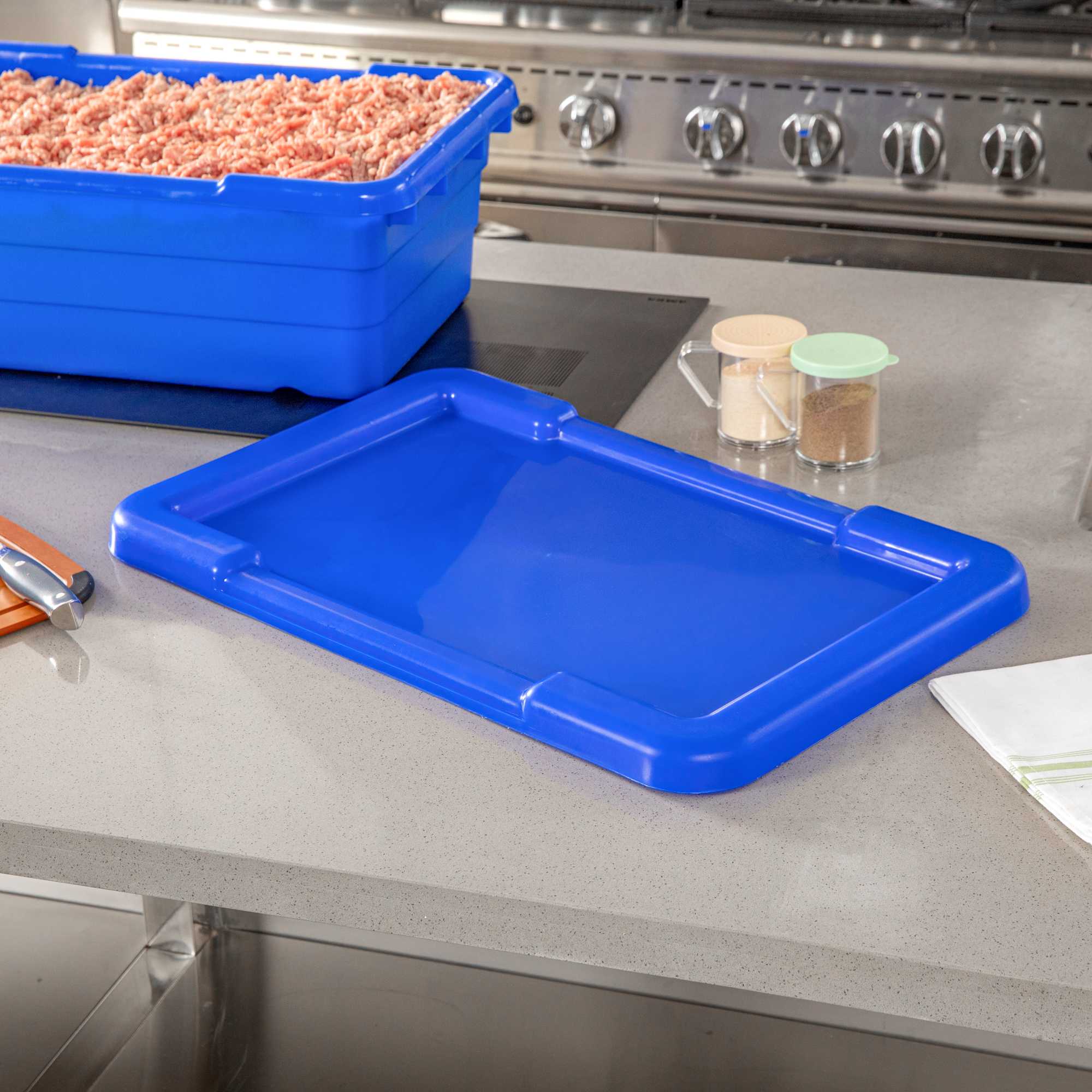 Met Lux Blue Recessed Lid - Fits Meat Lug / Tote Box - 25" x 16" - 1 count box