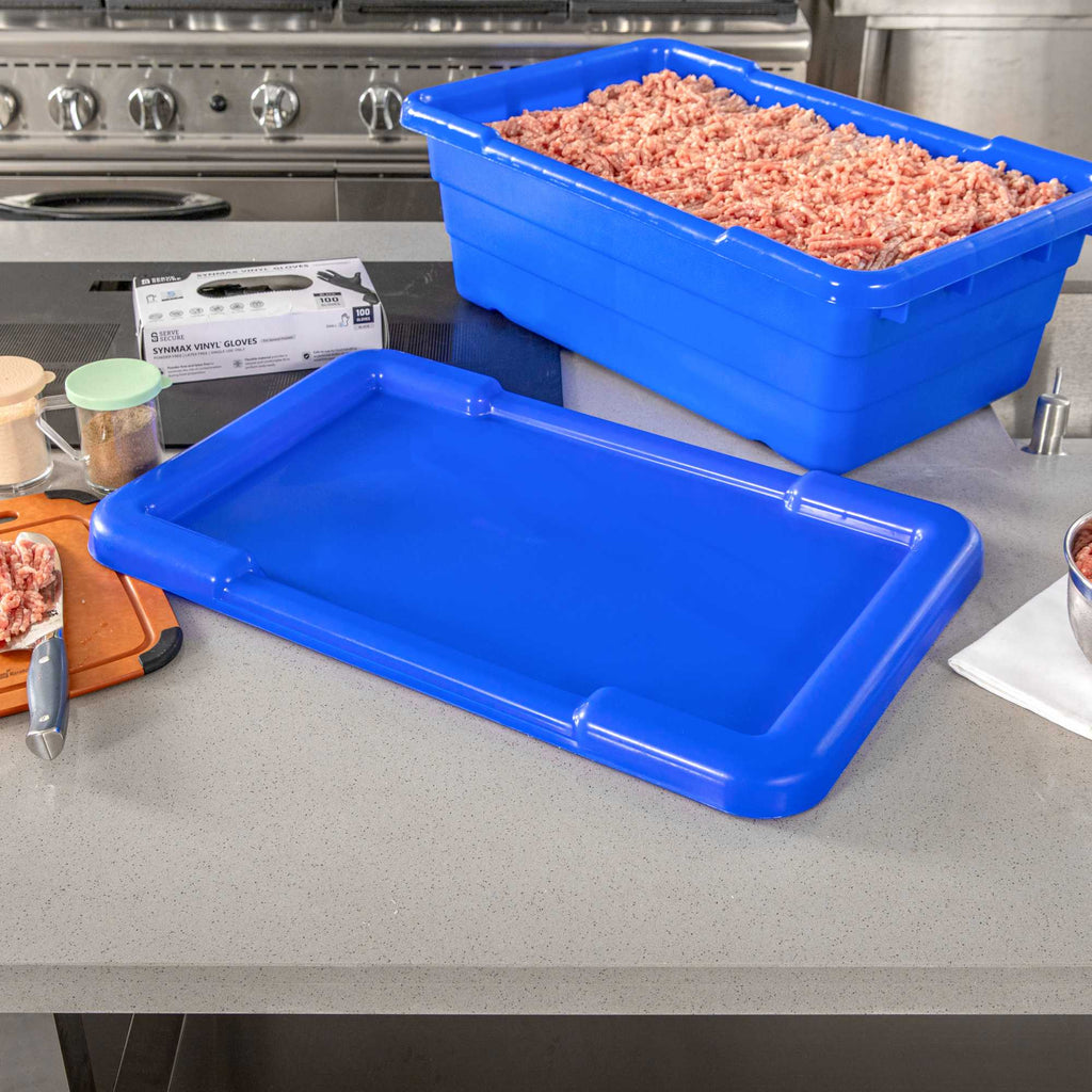 Met Lux Blue Recessed Lid - Fits Meat Lug / Tote Box - 25" x 16" - 1 count box