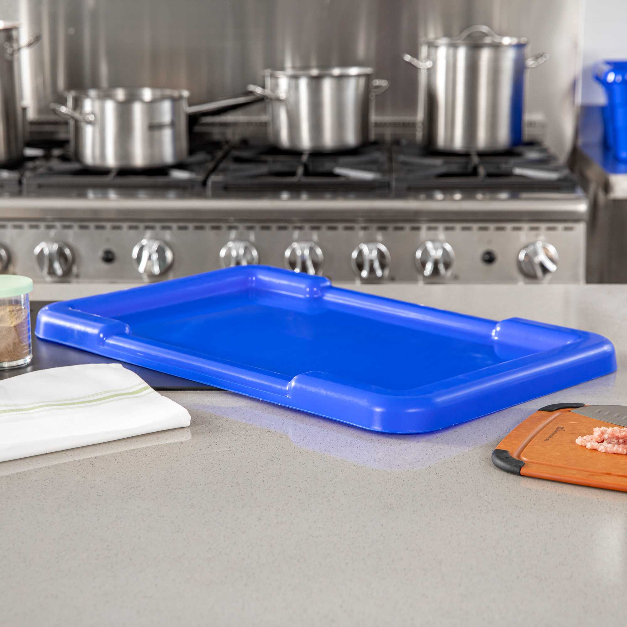 Met Lux Blue Recessed Lid - Fits Meat Lug / Tote Box - 25" x 16" - 10 count box