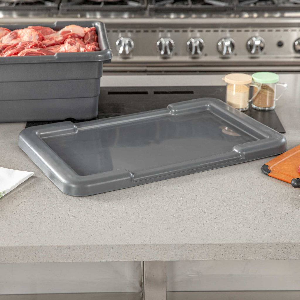 Met Lux Dark Gray Recessed Lid - Fits Meat Lug / Tote Box - 25" x 16" - 1 count box