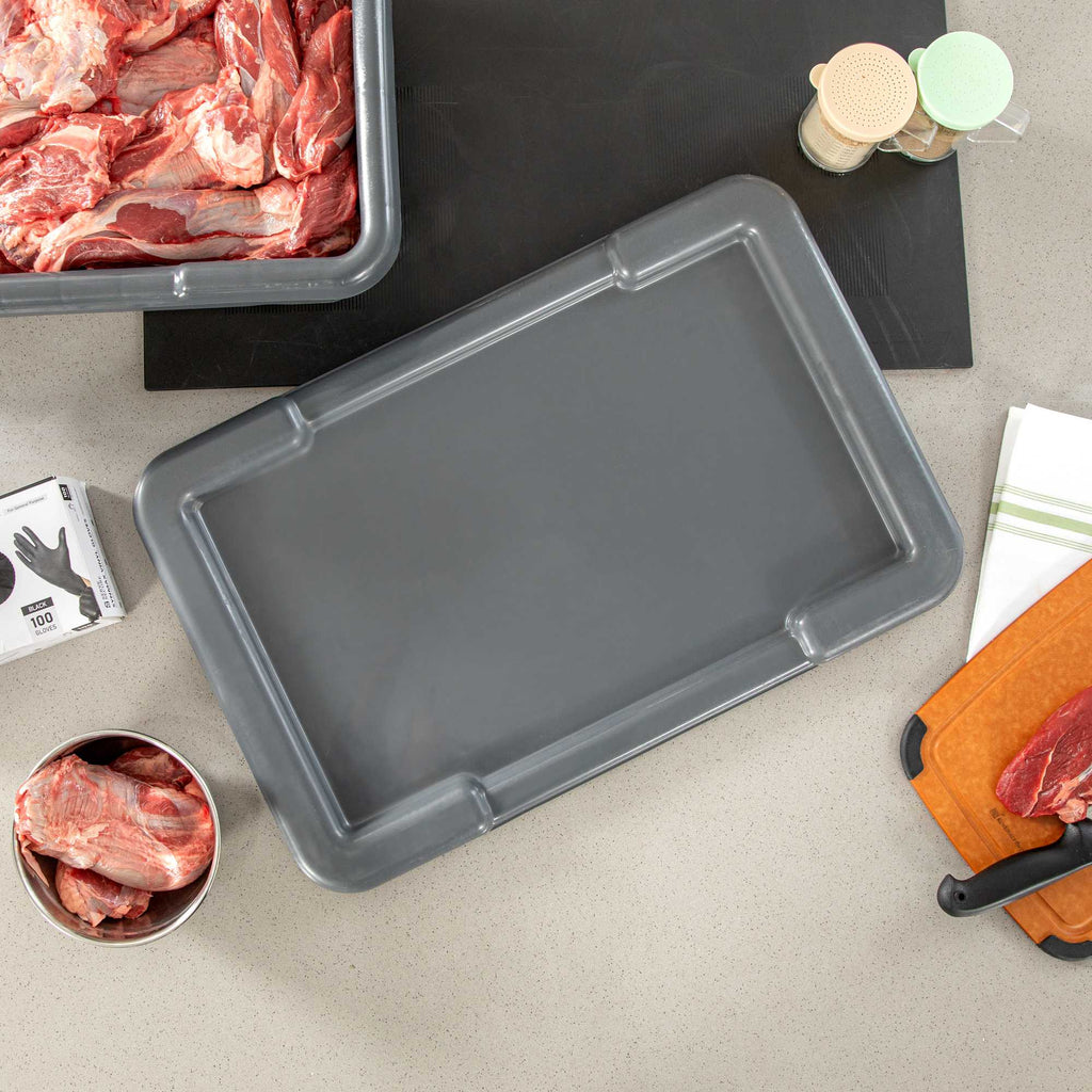 Met Lux Dark Gray Recessed Lid - Fits Meat Lug / Tote Box - 25" x 16" - 1 count box