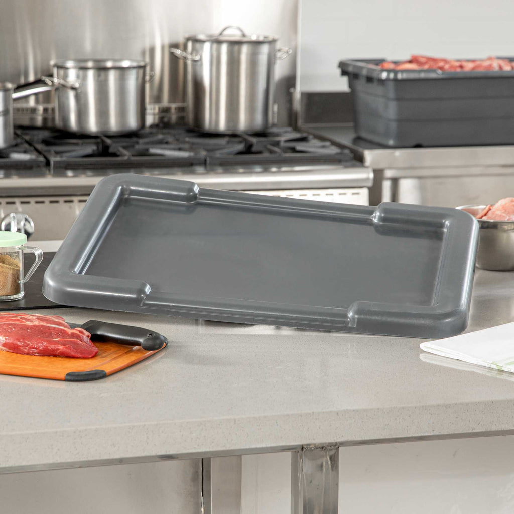 Met Lux Dark Gray Recessed Lid - Fits Meat Lug / Tote Box - 25" x 16" - 1 count box