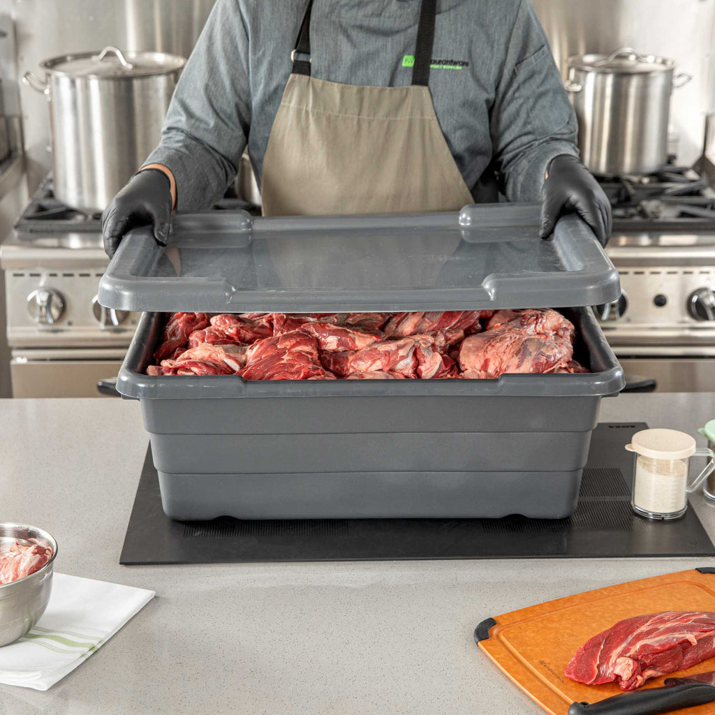 Met Lux Dark Gray Recessed Lid - Fits Meat Lug / Tote Box - 25" x 16" - 10 count box
