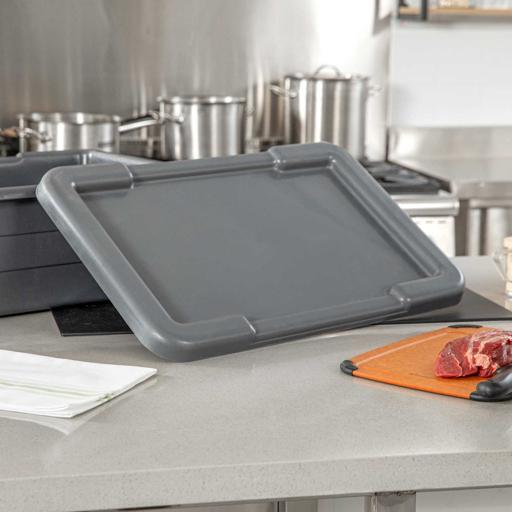 Met Lux Dark Gray Recessed Lid - Fits Meat Lug / Tote Box - 25" x 16" - 10 count box