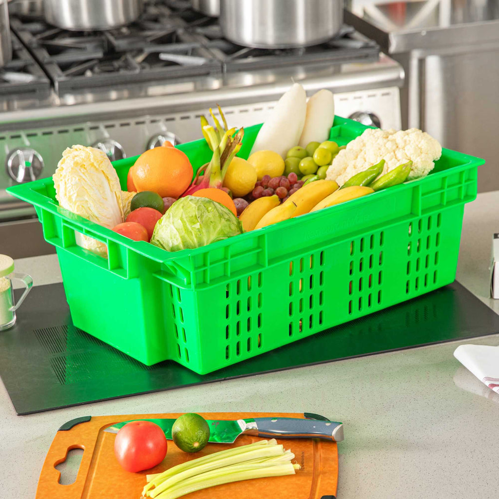 Met Lux Green Vented Agricultural Crate - 23 1/2" x 15 3/4" x 7 3/4" - 1 count box
