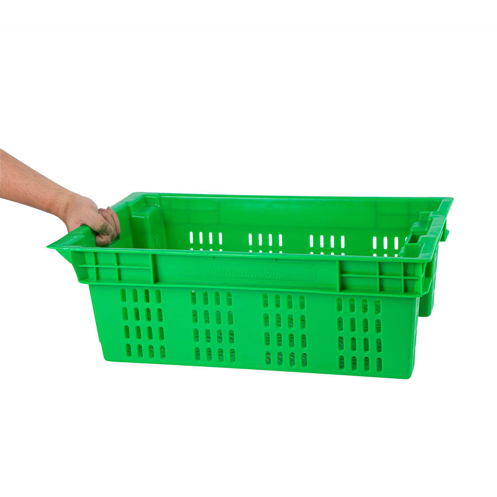 Met Lux Green Vented Agricultural Crate - 23 1/2" x 15 3/4" x 7 3/4" - 10 count box