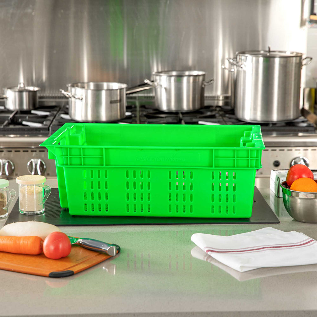 Met Lux Green Vented Agricultural Crate - 23 1/2" x 15 3/4" x 7 3/4" - 10 count box