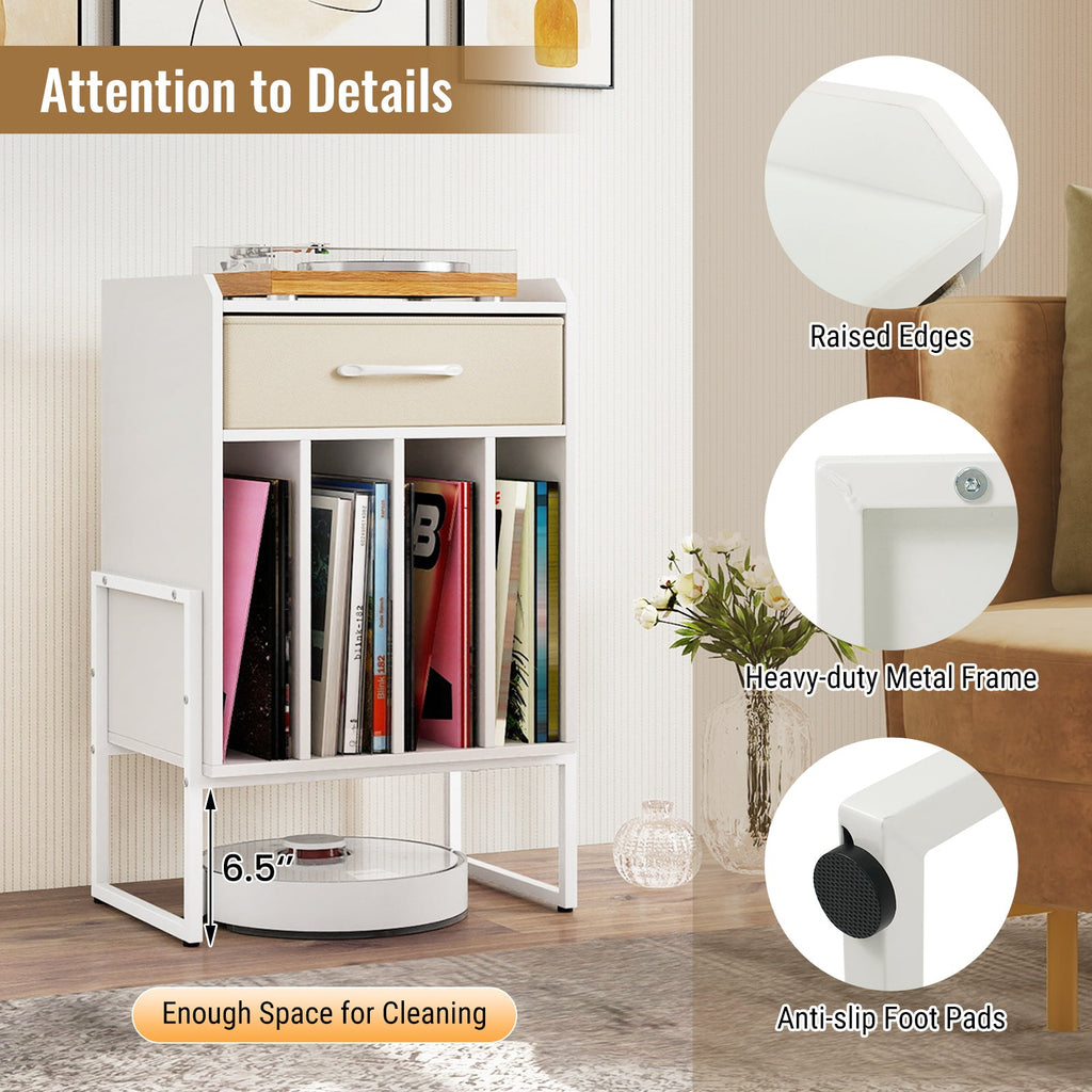 Record Player Stand with Drawer and Record Holder