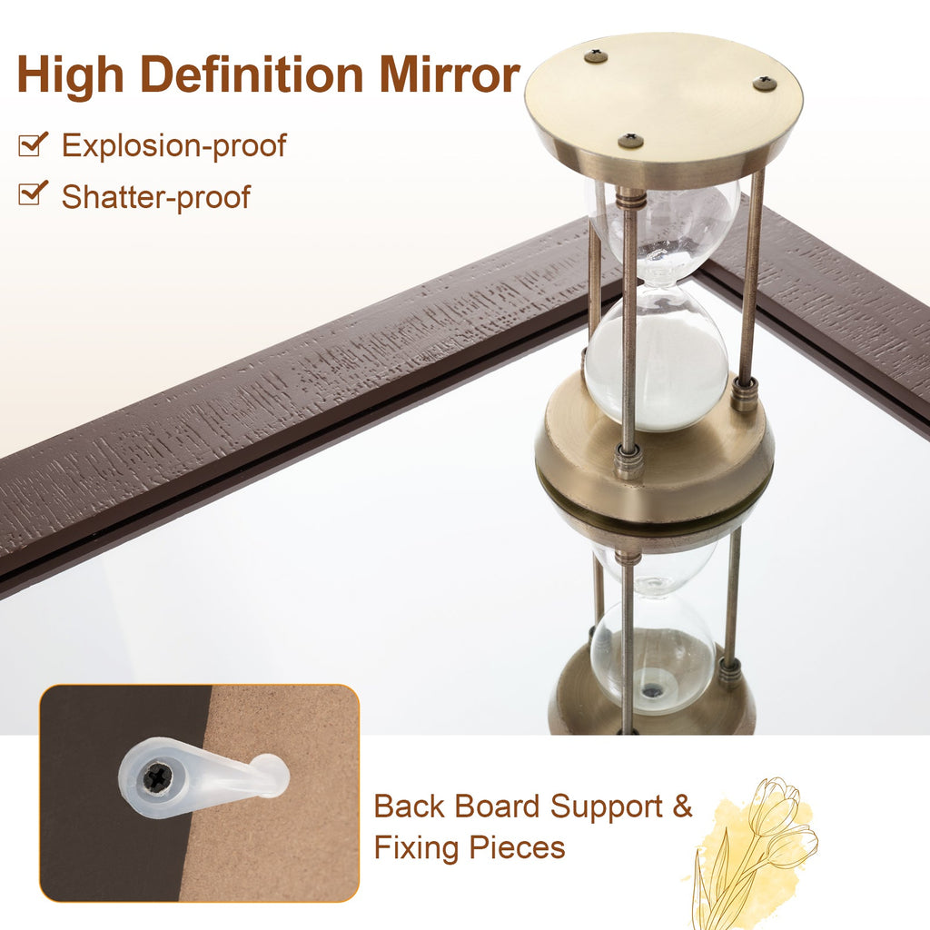 Rectangle Barn Door Style Wall Mounted Mirror with Solid Wood Frame