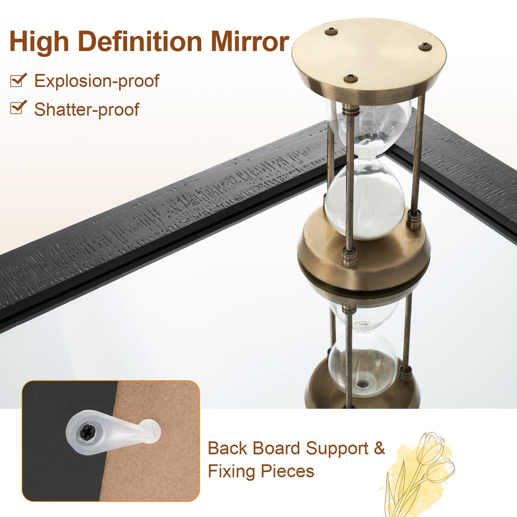 Rectangle Barn Door Style Wall Mounted Mirror with Solid Wood Frame