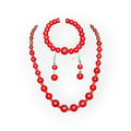 Red Agate Bead Jewelry Set 18" Necklace