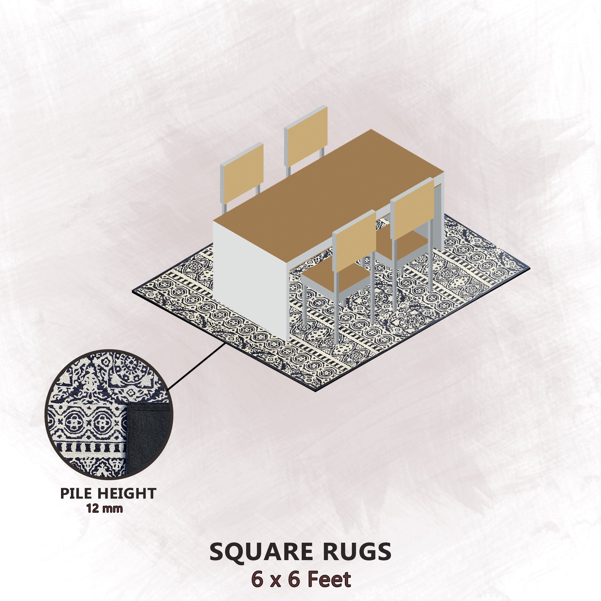 Premium Hand-Tufted Rug Made of 100% Wool  - Relic Light - 6x6 Feet
