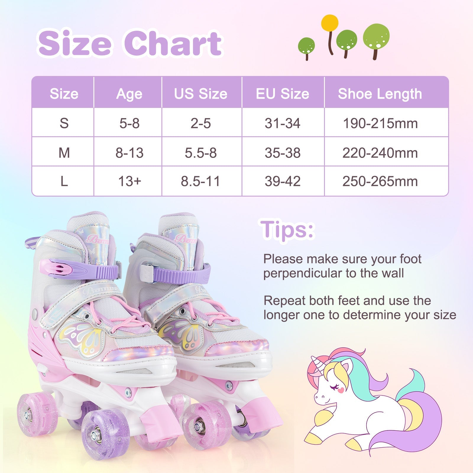 Roller Skates for Teens 4 Sizes Adjustable with Light-up Wheels for Boys Girls Ages 13+