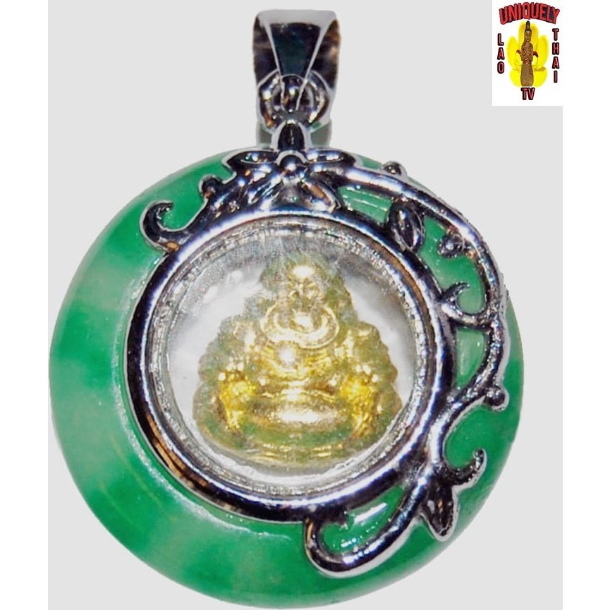 Round Jade Buddha Pendant 3/4" Diameter