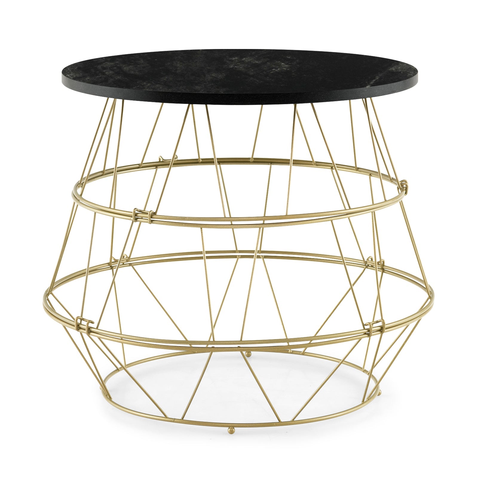 Round Metal Frame End Table with Removable Top-Golden