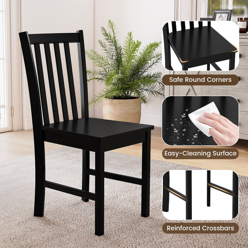 Rustic Dining Chairs Set of 2 Wooden Kitchen Chairs with Slat Tilt Backrest