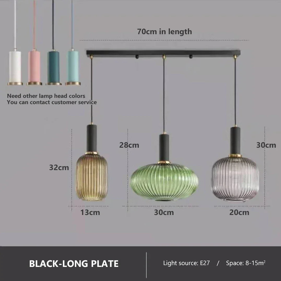 DecorBites™ Colorful Glass Pendant Lights Living Room Bedside Lamp LED Hanging Lighting