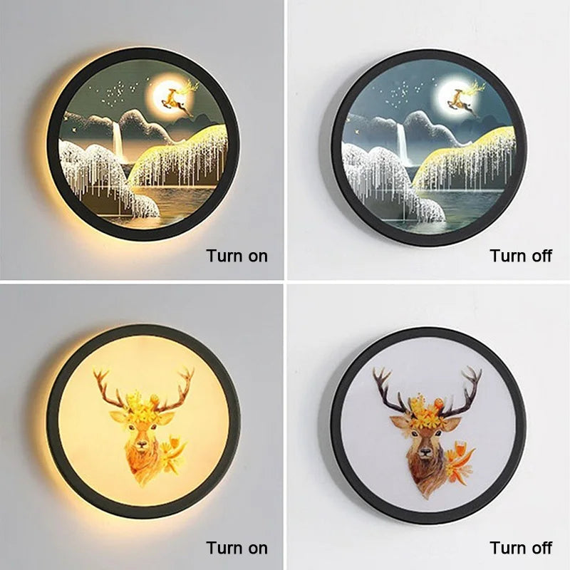DecorBites™ Industrial Acrylic Round Wall Lamp | Vintage Mural Sconces for Bedroom Decor