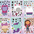 Gabby's Dollhouse Make A Face Puzzle Stickers | 6 Sheets DIY Cartoon Sticker Set