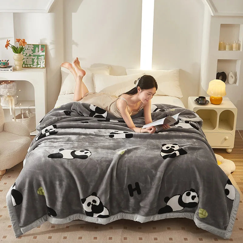 DecorBites™ Double Layer Raschel Blankets: Soft Faux Fur Mink Throw for Beds