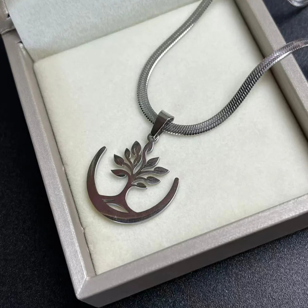 Tree of Life Pendant Necklace | Stainless Steel Family Tree Jewelry for Men and Women