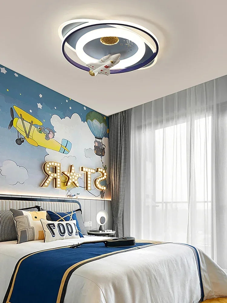 DecorBites™ Astronaut Spaceman Rocket Rabbit Ceiling Light Kids Bedroom Luminaire