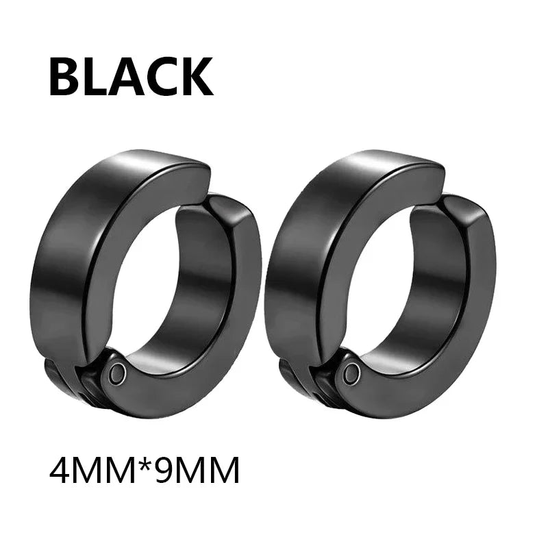 Stainless Steel Clip On Cross Earrings | Non Piercing Gothic Punk Jewelry for Men Women