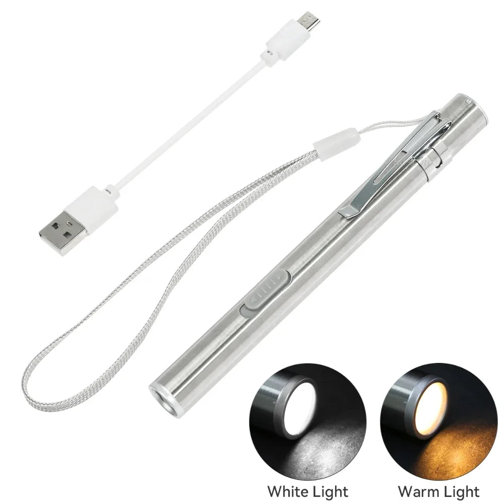 USB Rechargeable Mini Pen Light | Handy LED Flashlight with Clip