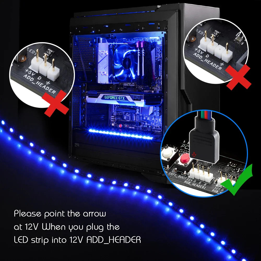 RGB Gaming LED Strip Splitter Kit | 12V Aura Sync for PC Case
