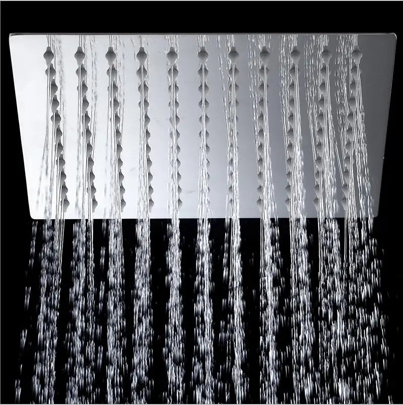 DecorBites™ 20" Chrome Brass Square Rain Shower Head - Wall Mounted Bathroom Shower Head