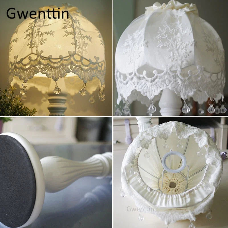 DecorBites™ Lace Fabric Table Lamp Led Desk Light for Home Wedding Decor Bedroom