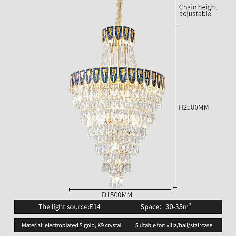 Elegant chrome multi tier crystal chandelier living room art