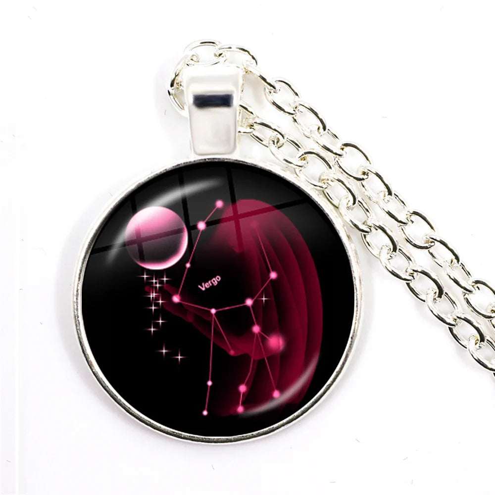 Zodiac Necklace Silver Plated | 12 Constellation Pendant Jewelry