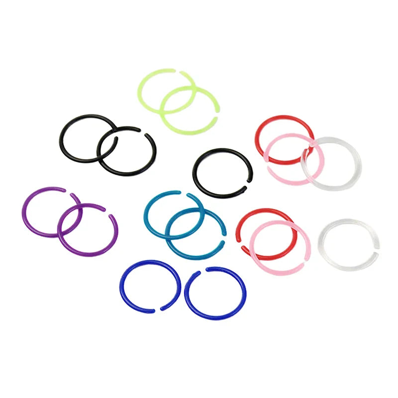 Vintage Round Resin Hoop Earrings Set | 30Pcs Colorful Hypoallergenic Plastic Studs