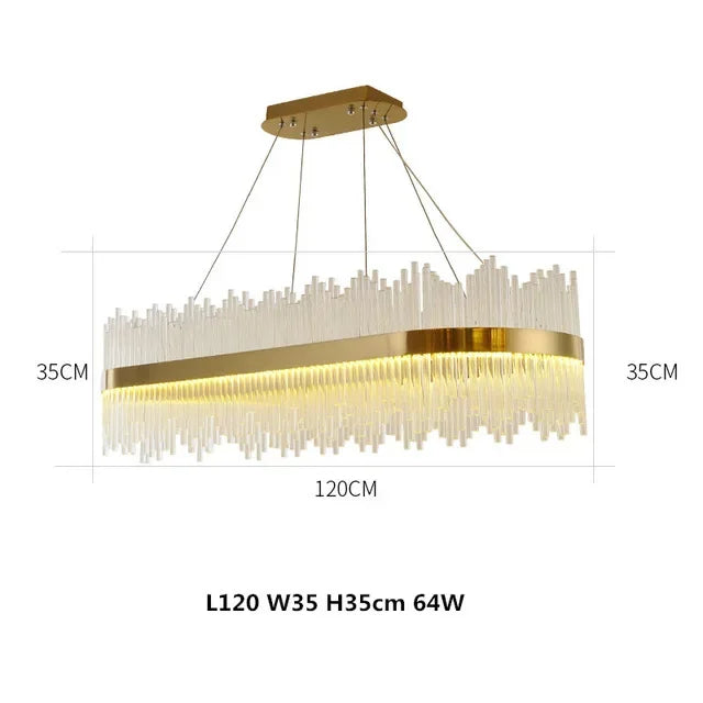DecorBites™ Gold Crystal Chandelier Dimmable Luxury Pendant Lights for Bedroom & Living Room