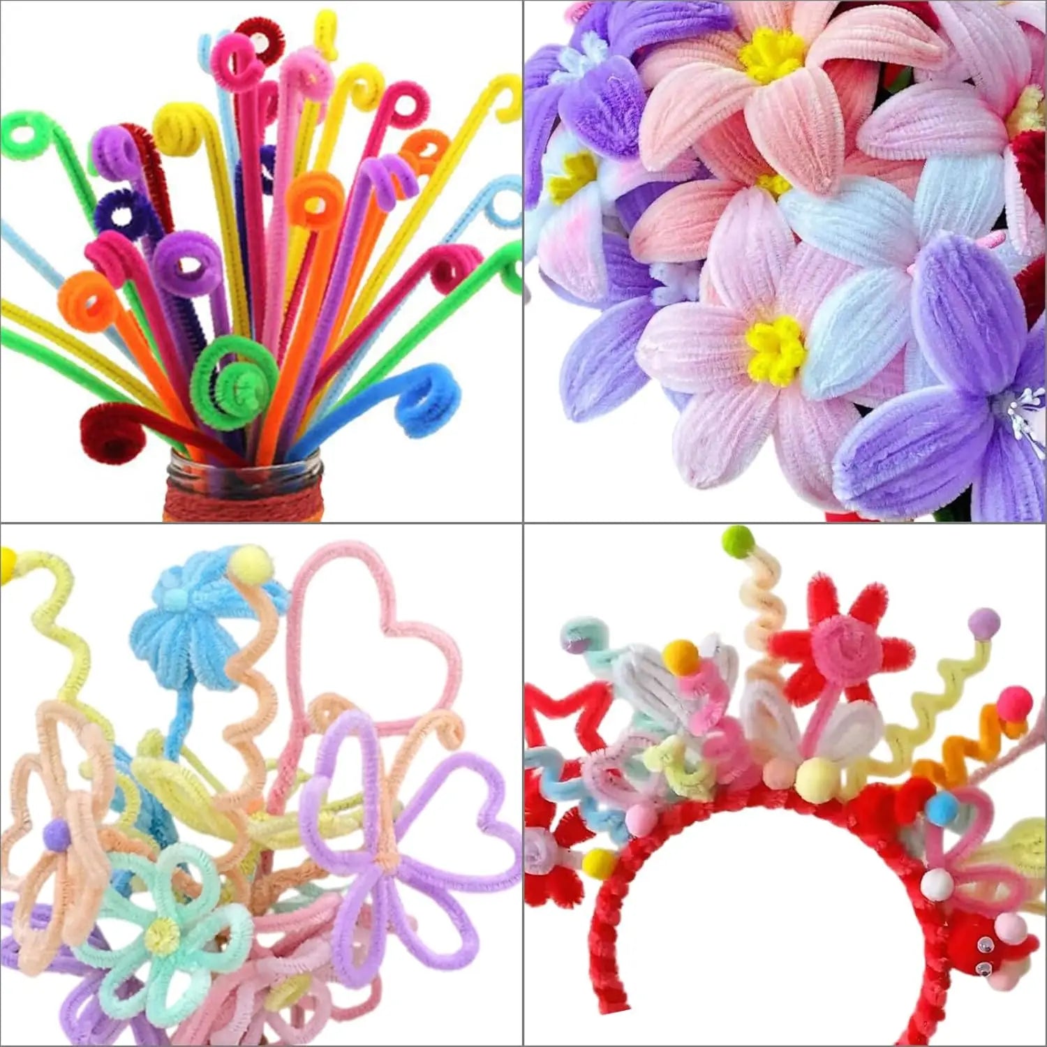 100pcs Pink Pipe Cleaners | Chenille Stems for Crafting