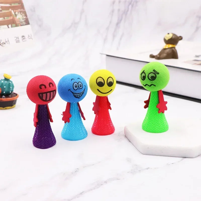 5 Pcs Educational Jumping Doll Bounce Ball Toys | Fun Push & Down Expression Game for Kids