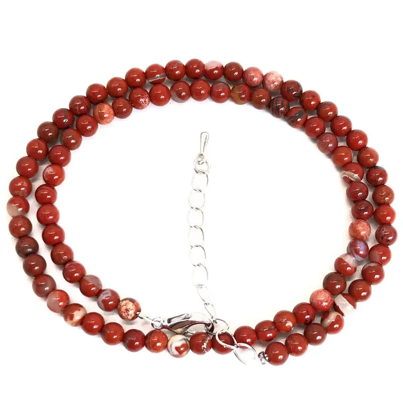 Natural Stone Bead Adjustable Necklace | Agate Opal Tigers Eye Quartz Crystal Jewelry