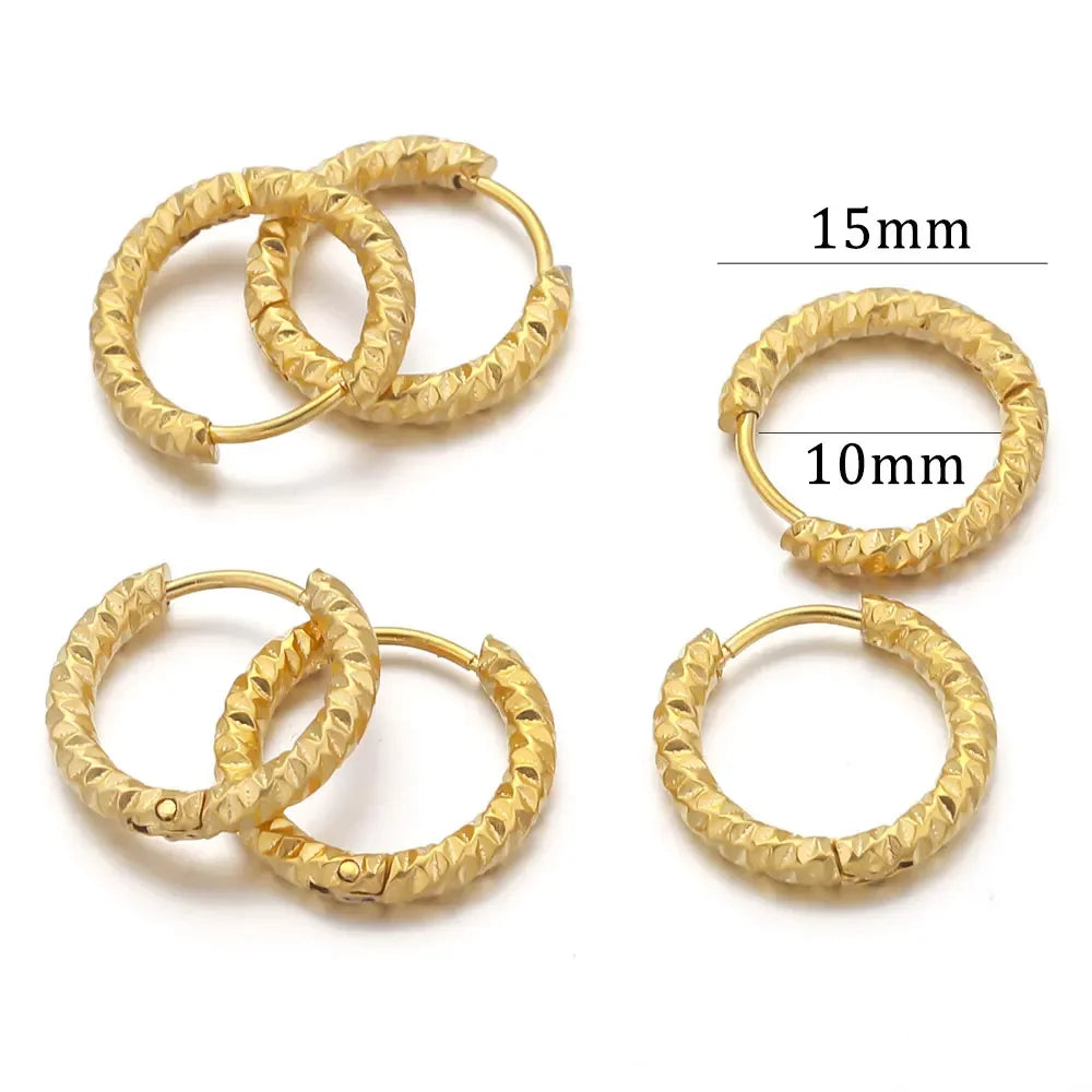 6pcs Stainless Steel Rectangular Textured Earrings | 18K Gold Plated DIY Jewelry Findings