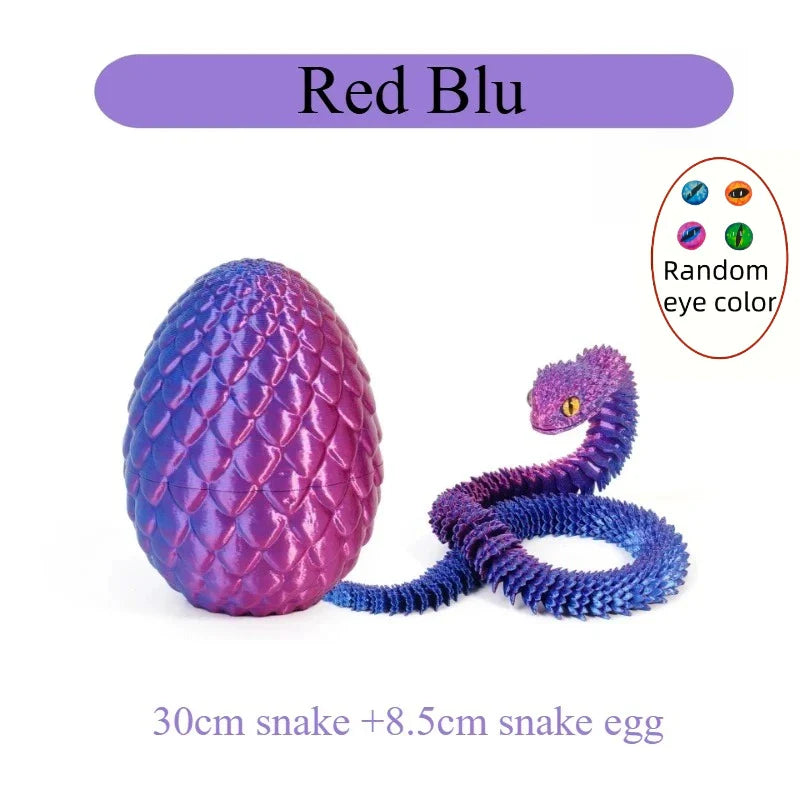 3D Printed Snake with Egg | Articulated Desktop Animal Decoration