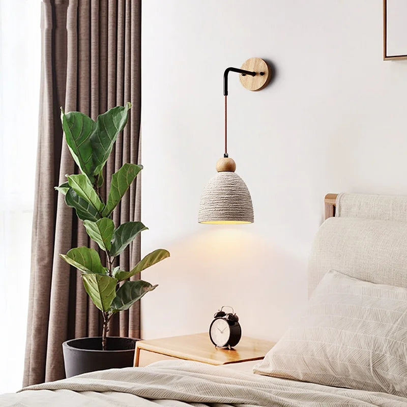 DecorBites™ Japanese Style LED Wood Wall Light with Pull Chain Switch for Bedroom and Restaurant