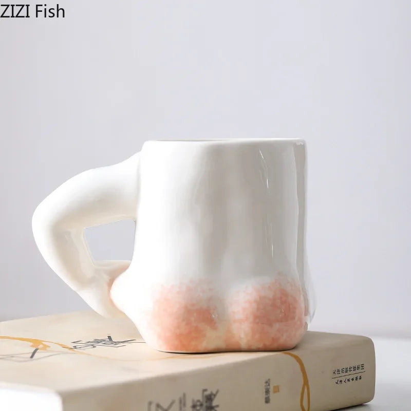 DecorBites™ Creative Pinch Belly Ceramic Cup Set for Dining Table Coffee Milk Tea Juice