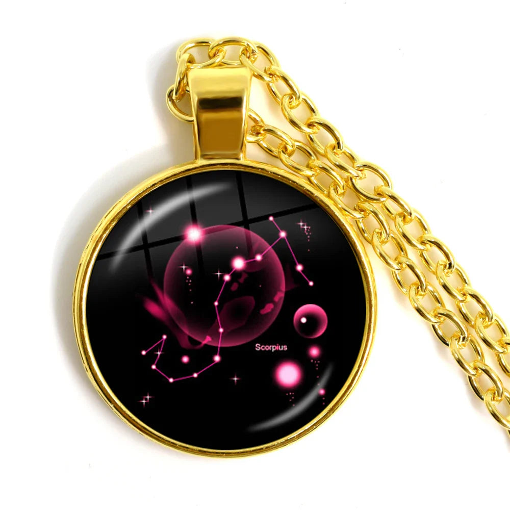 Zodiac Necklace Silver Plated | 12 Constellation Pendant Jewelry