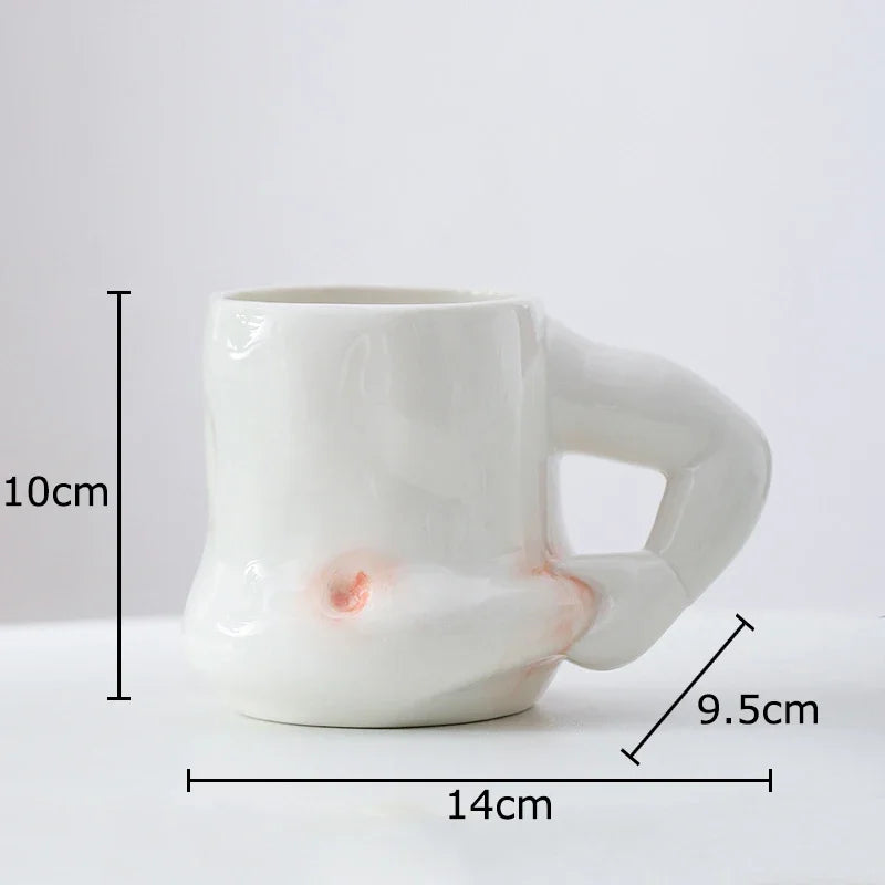 DecorBites™ Creative Pinch Belly Ceramic Cup Set for Dining Table Coffee Milk Tea Juice