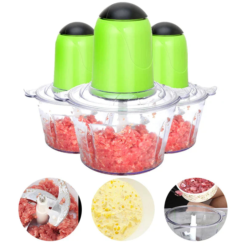 DecorBites™ 2L Stainless Steel Electric Meat Grinder & Chopper - Multifunctional Kitchen Processor