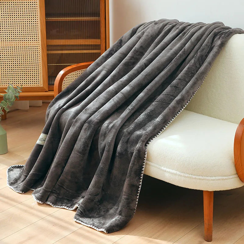 DecorBites™ Double-Layer Warm Blanket: Flannel & Lamb Wool Sofa Blanket