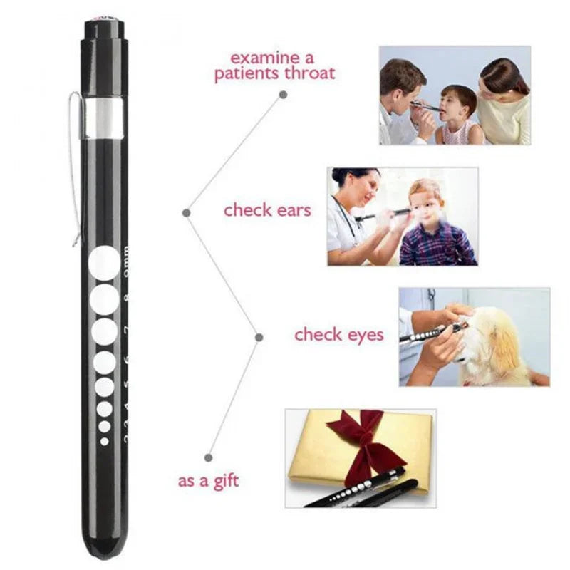 2Pcs Medical Pen Light Flashlight | LED Diagnostic Torch with Pupil Gauge for Doctors and Nurses
