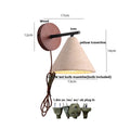 DecorBites™ LED Yellow Travertine Wall Light with Wood Pull Chain Switch and Iron Frame